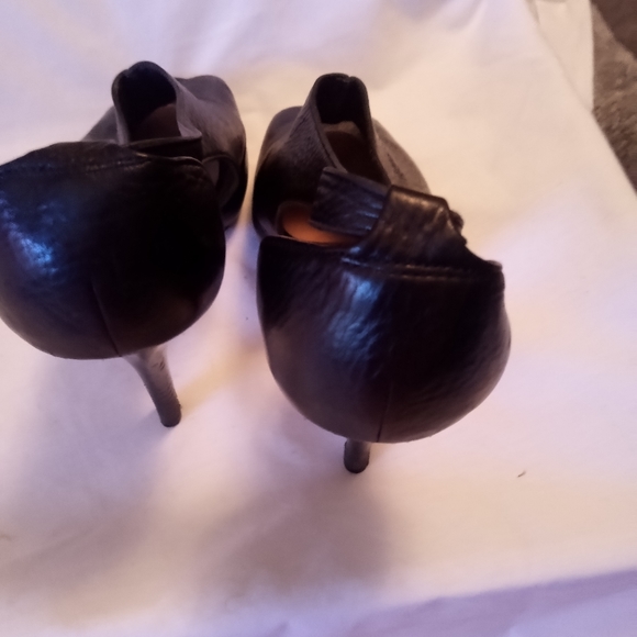 Coach spike heels open toe sz 9.5 Black leather - Picture 3 of 8